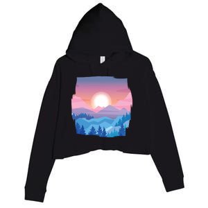 Sunset Mountain Crop Fleece Hoodie