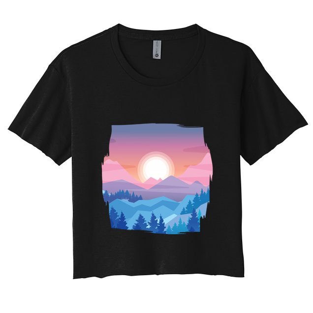 Sunset Mountain Women's Crop Top Tee
