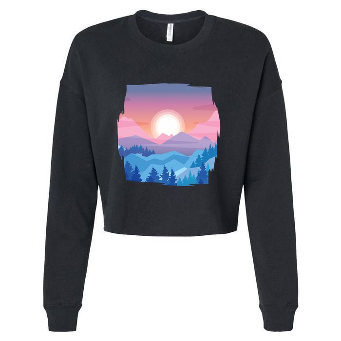 Sunset Mountain Cropped Pullover Crew