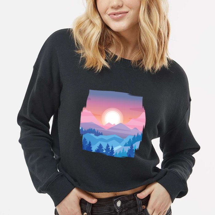 Sunset Mountain Cropped Pullover Crew