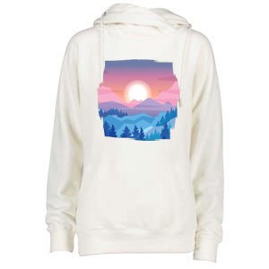 Sunset Mountain Womens Funnel Neck Pullover Hood