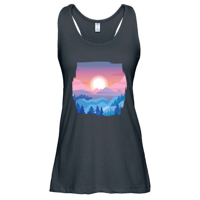 Sunset Mountain Ladies Essential Flowy Tank