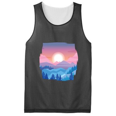 Sunset Mountain Mesh Reversible Basketball Jersey Tank