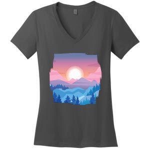 Sunset Mountain Women's V-Neck T-Shirt