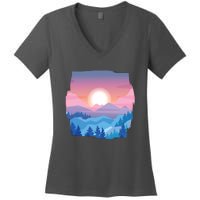 Sunset Mountain Women's V-Neck T-Shirt