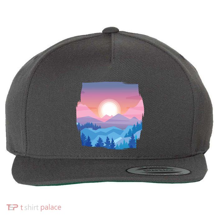 Sunset Mountain Wool Snapback Cap