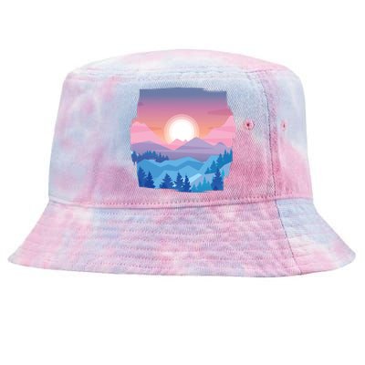 Sunset Mountain Tie-Dyed Bucket Hat