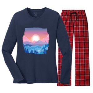 Sunset Mountain Women's Long Sleeve Flannel Pajama Set 