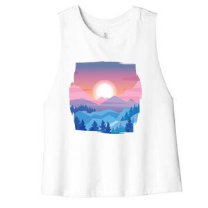 Sunset Mountain Women's Racerback Cropped Tank