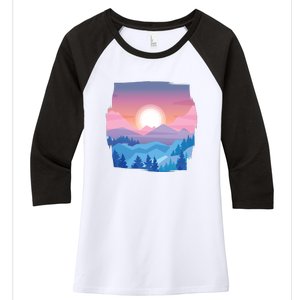 Sunset Mountain Women's Tri-Blend 3/4-Sleeve Raglan Shirt