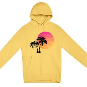 Sunset Palm Trees Premium Pullover Hoodie