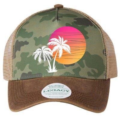 Sunset Palm Trees Legacy Tie Dye Trucker Hat