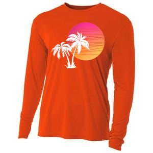 Sunset Palm Trees Cooling Performance Long Sleeve Crew