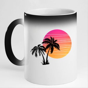 Sunset Palm Trees 11oz Black Color Changing Mug