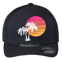 Sunset Palm Trees Flexfit Unipanel Trucker Cap