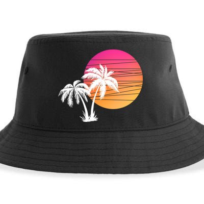 Sunset Palm Trees Sustainable Bucket Hat