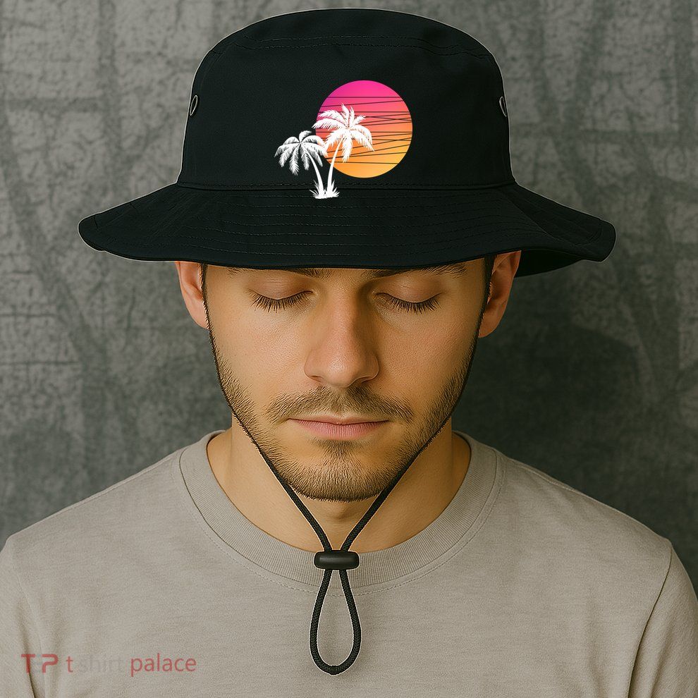 Sunset Palm Trees Bucket Hat