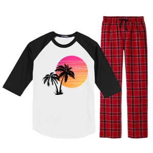 Sunset Palm Trees Raglan Sleeve Pajama Set