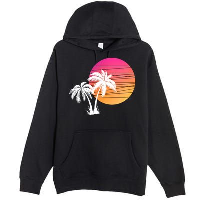Sunset Palm Trees Premium Pullover Hoodie
