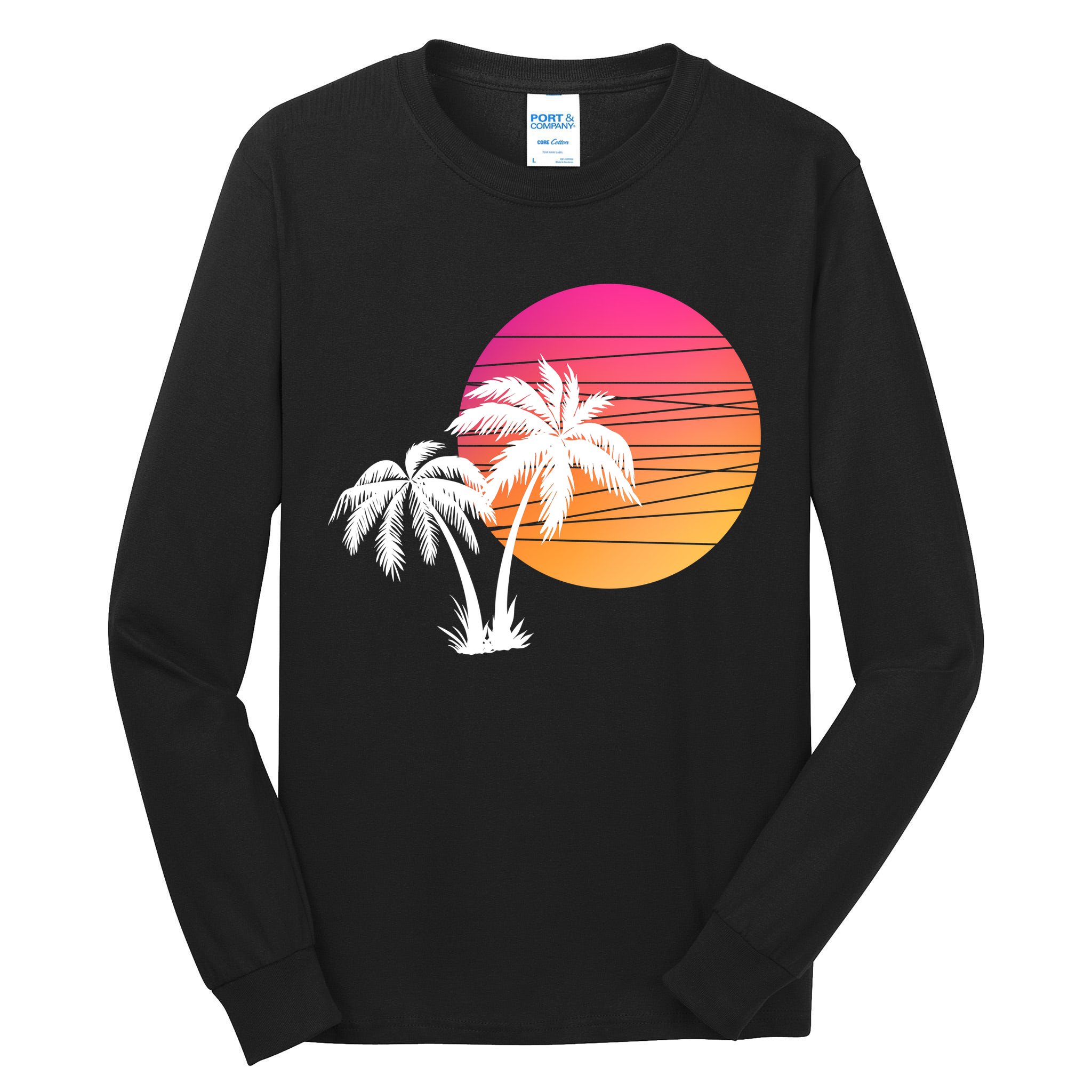 Sunset Palm Trees Tall Long Sleeve T-Shirt
