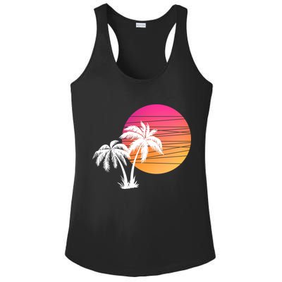Sunset Palm Trees Ladies PosiCharge Competitor Racerback Tank