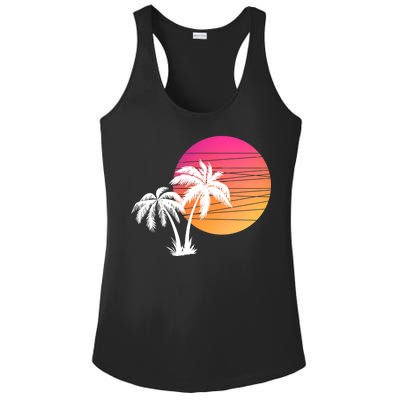 Sunset Palm Trees Ladies PosiCharge Competitor Racerback Tank