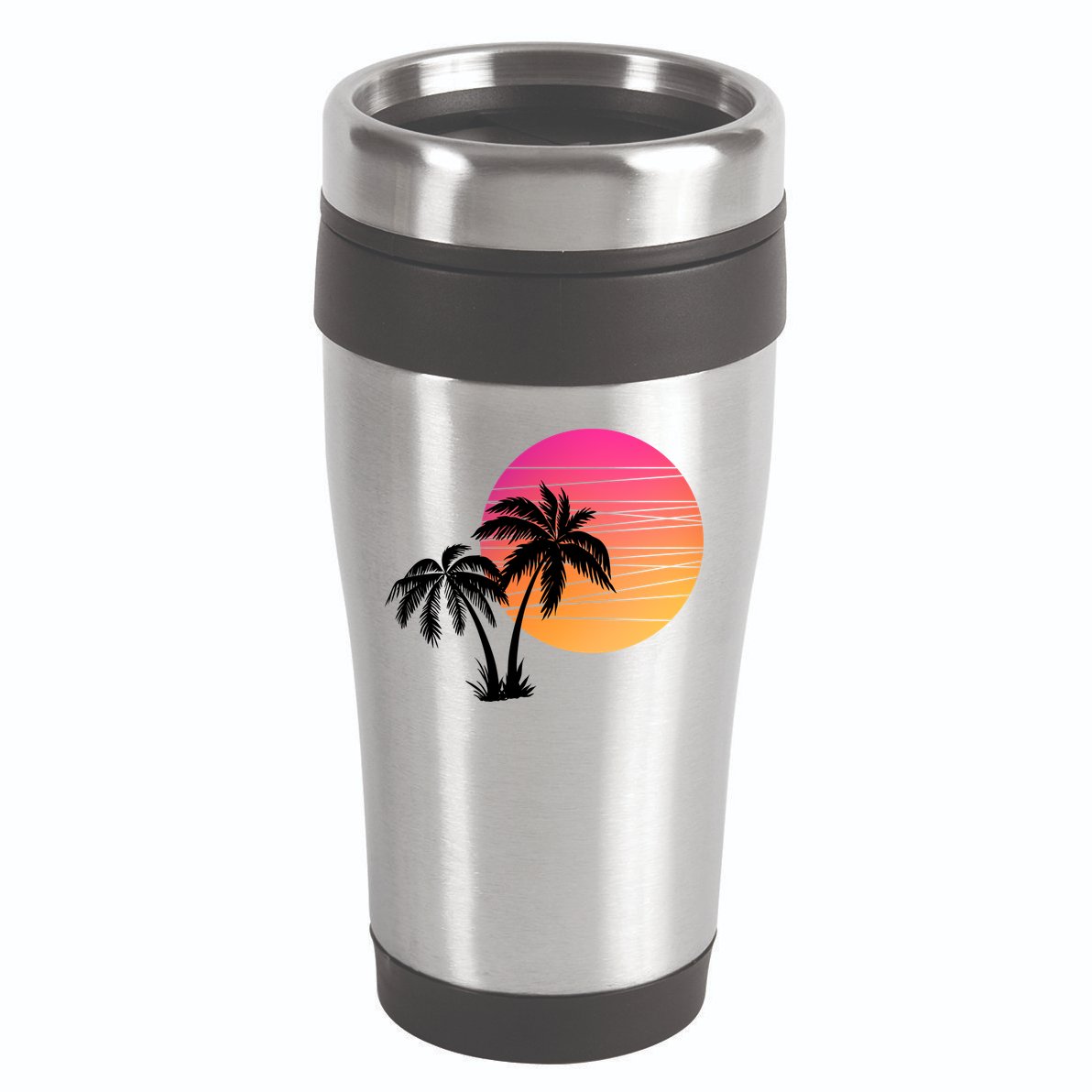 Sunset Palm Trees 16oz Travel Tumbler