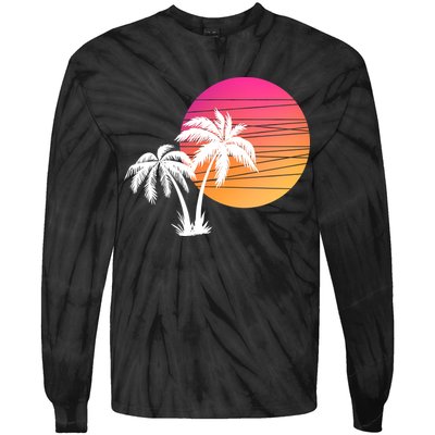 Sunset Palm Trees Tie-Dye Long Sleeve Shirt