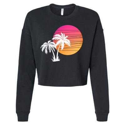 Sunset Palm Trees Cropped Pullover Crew