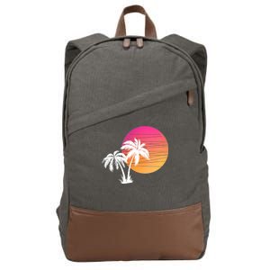 Sunset Palm Trees Cotton Canvas Backpack