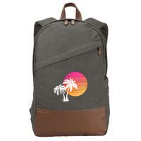Sunset Palm Trees Cotton Canvas Backpack