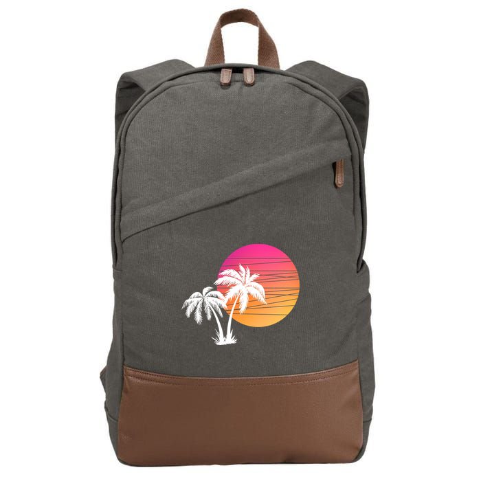 Sunset Palm Trees Cotton Canvas Backpack