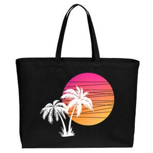 Sunset Palm Trees Cotton Canvas Jumbo Tote