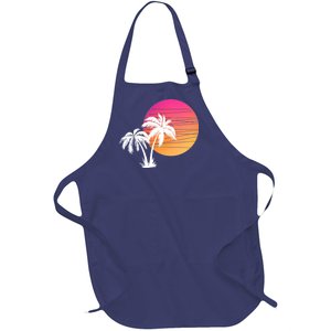 Sunset Palm Trees Full-Length Apron With Pockets