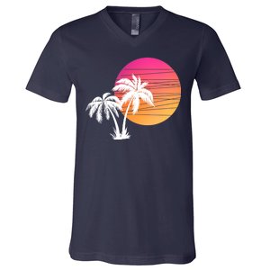 Sunset Palm Trees V-Neck T-Shirt