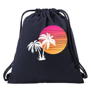 Sunset Palm Trees Drawstring Bag