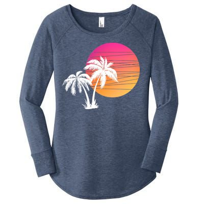 Sunset Palm Trees Women's Perfect Tri Tunic Long Sleeve Shirt