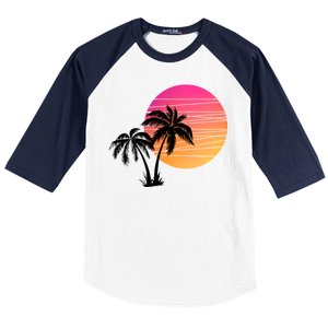 Sunset Palm Trees Baseball Sleeve Shirt