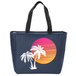 Sunset Palm Trees Zip Tote Bag