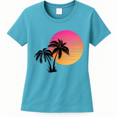 Sunset Palm Trees Womens T-Shirt
