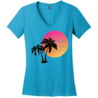 Sunset Palm Trees Women's V-Neck T-Shirt