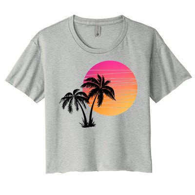 Sunset Palm Trees Women's Crop Top Tee