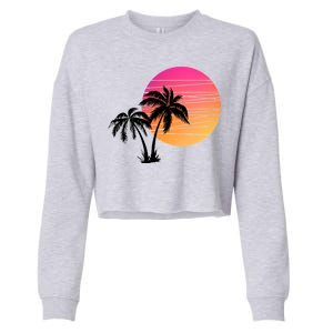 Sunset Palm Trees Cropped Pullover Crew