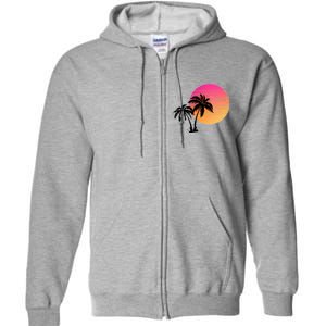 Sunset Palm Trees Full Zip Hoodie