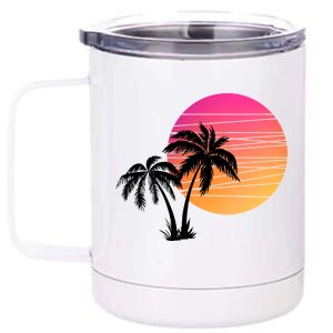 Sunset Palm Trees 12 oz Stainless Steel Tumbler Cup