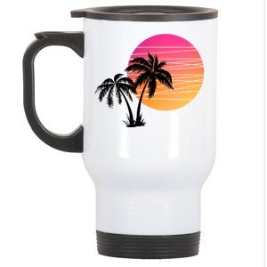 Sunset Palm Trees Stainless Steel Travel Mug