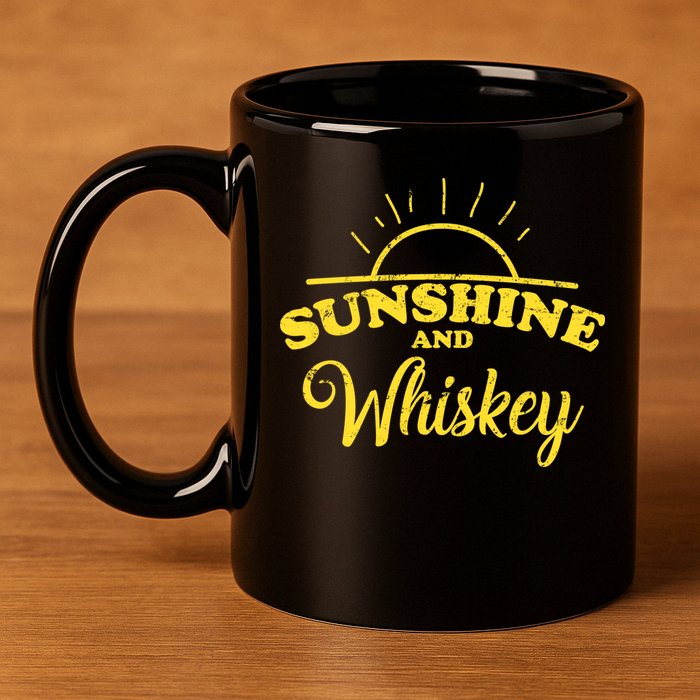 Sunshine And Whiskey Retro Summer 11oz C Handle Ceramic Mug
