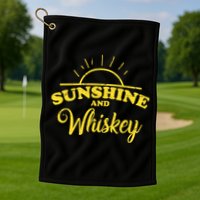 Sunshine And Whiskey Retro Summer Golf Towel