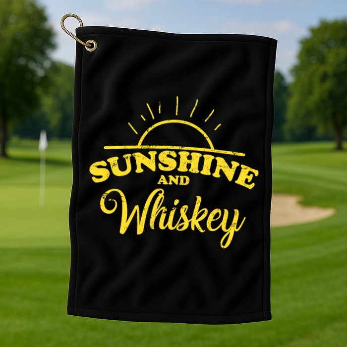 Sunshine And Whiskey Retro Summer Golf Towel