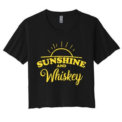 Sunshine And Whiskey Retro Summer Women's Crop Top Tee